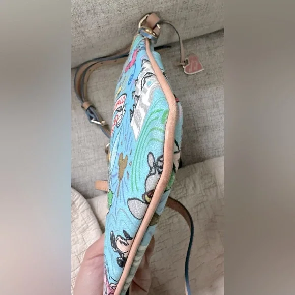 Dooney & Bourke Disney Sketch Mickey Mouse Crossbody Bag - Blue & Tan excellent - Picture 6 of 12